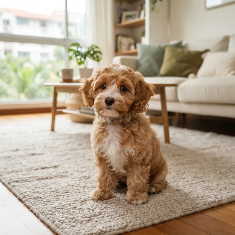 Apricot and white Maltipoo puppy for sale in Singapore