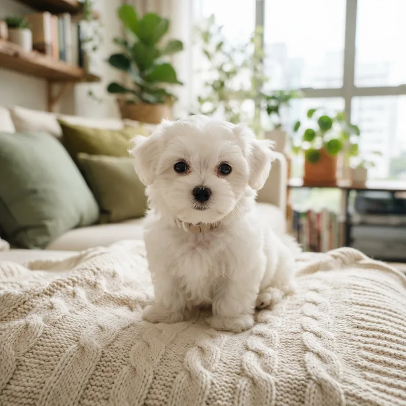 White Maltipoo puppy