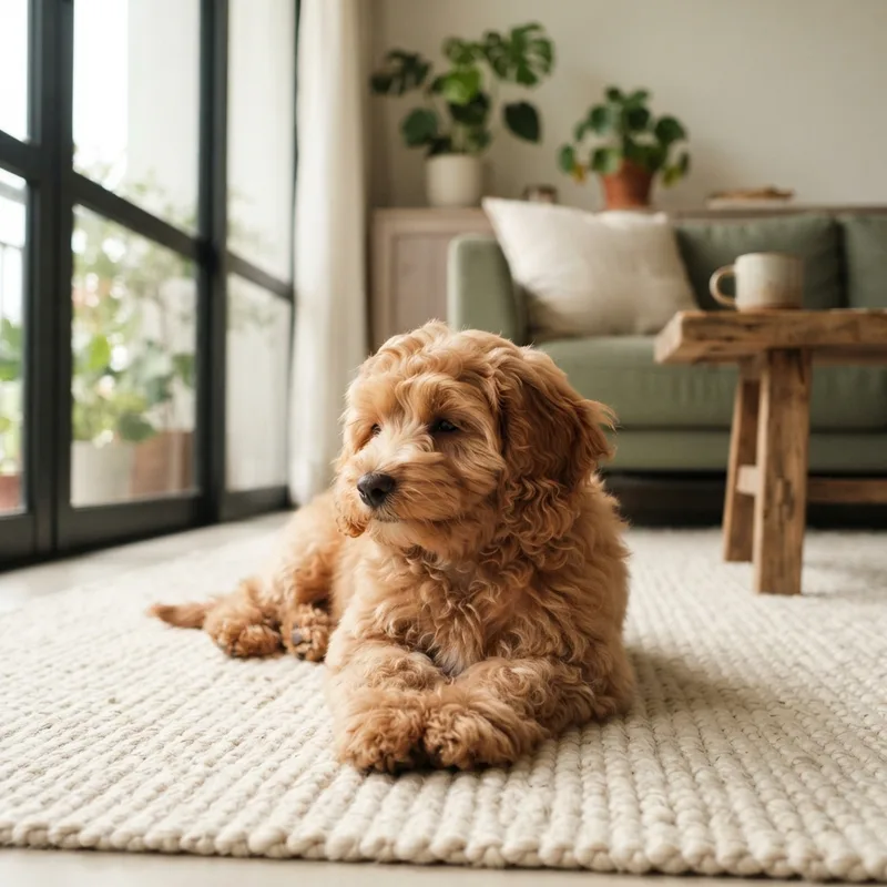 Apricot Maltipoo puppy with wavy coat for sale in Singapore